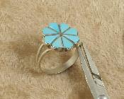 turquoise flower shape sterling silver ring